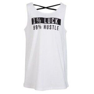 New Ideology Big Girls Cross-Back Hustle Tank Top White Size M (10-12)
